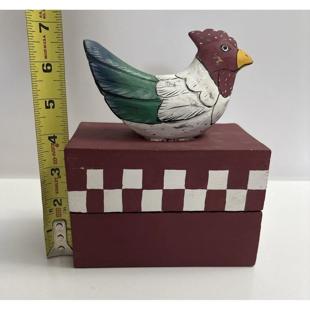 Rustic Decorative Box Country Wooden Hand Painted Chicken Country Decor